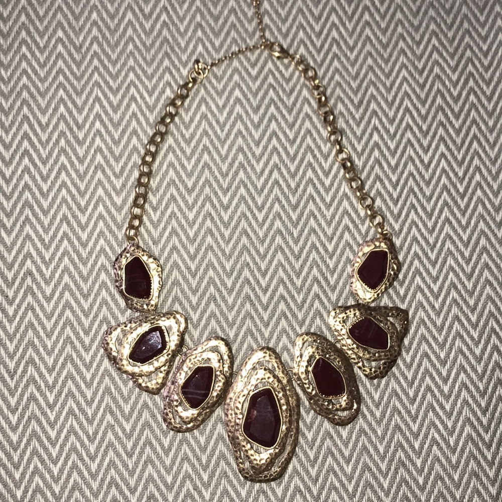 Gold and maroon statement necklace from vestique